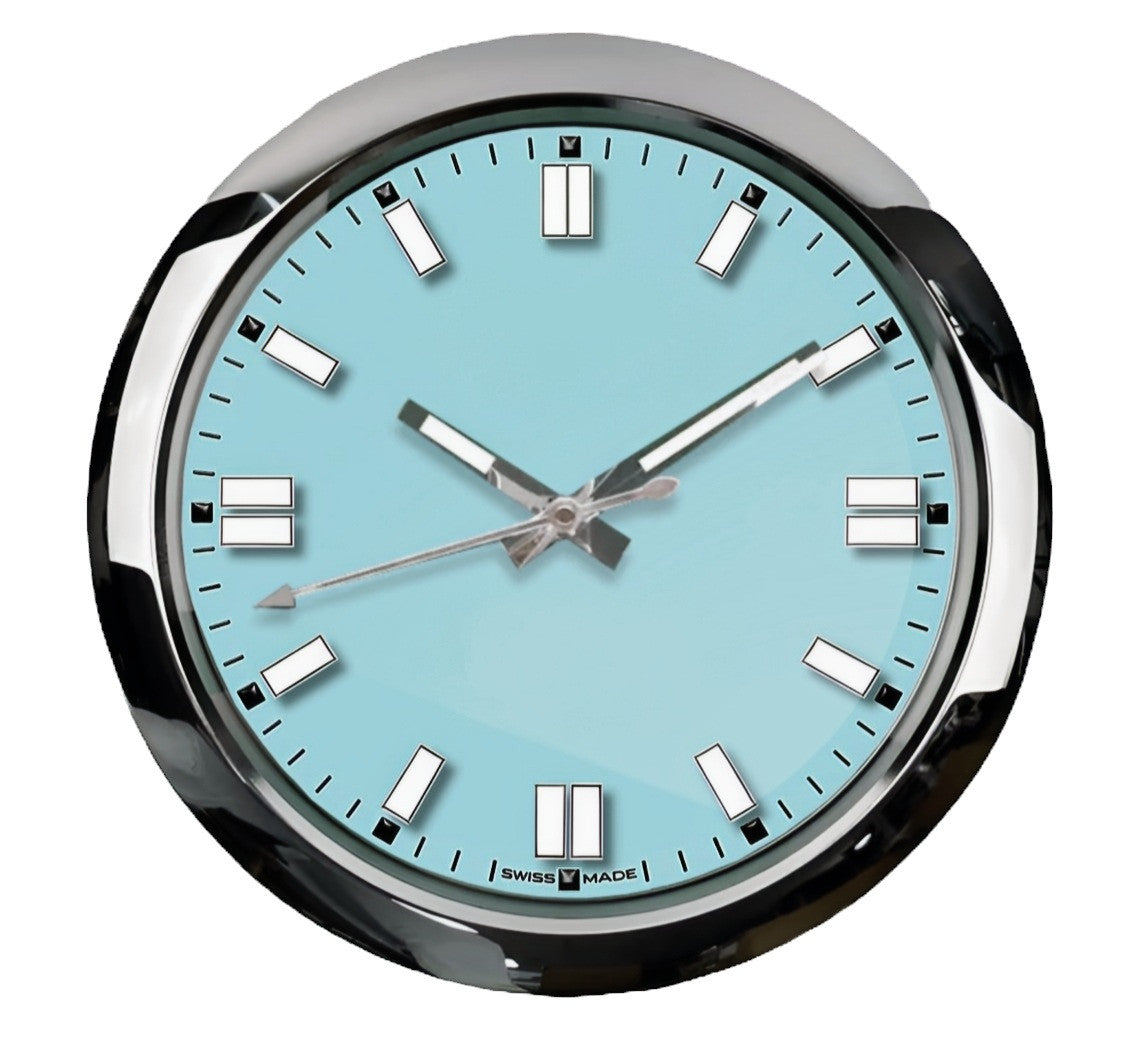 Perpetual Blue Tiffany wall clock — Oyster Datejust-inspired Tiffany blue luxury wall clock