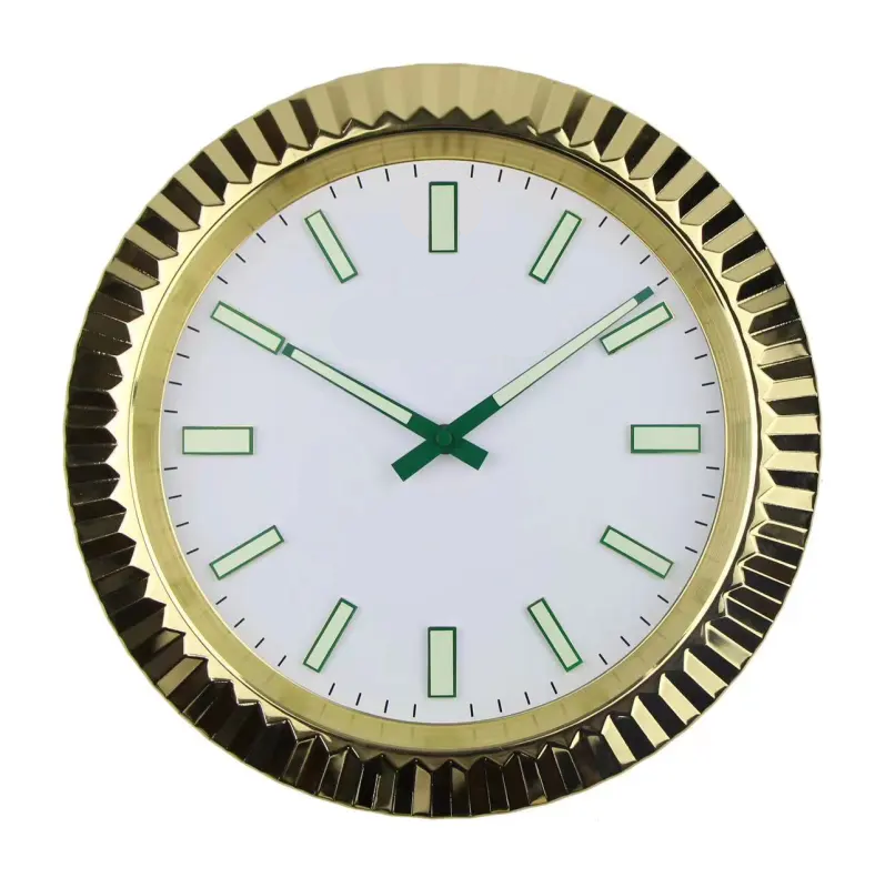 Classic Gold and Green luminous wall clock — Datejust Presidential-style luxury décor