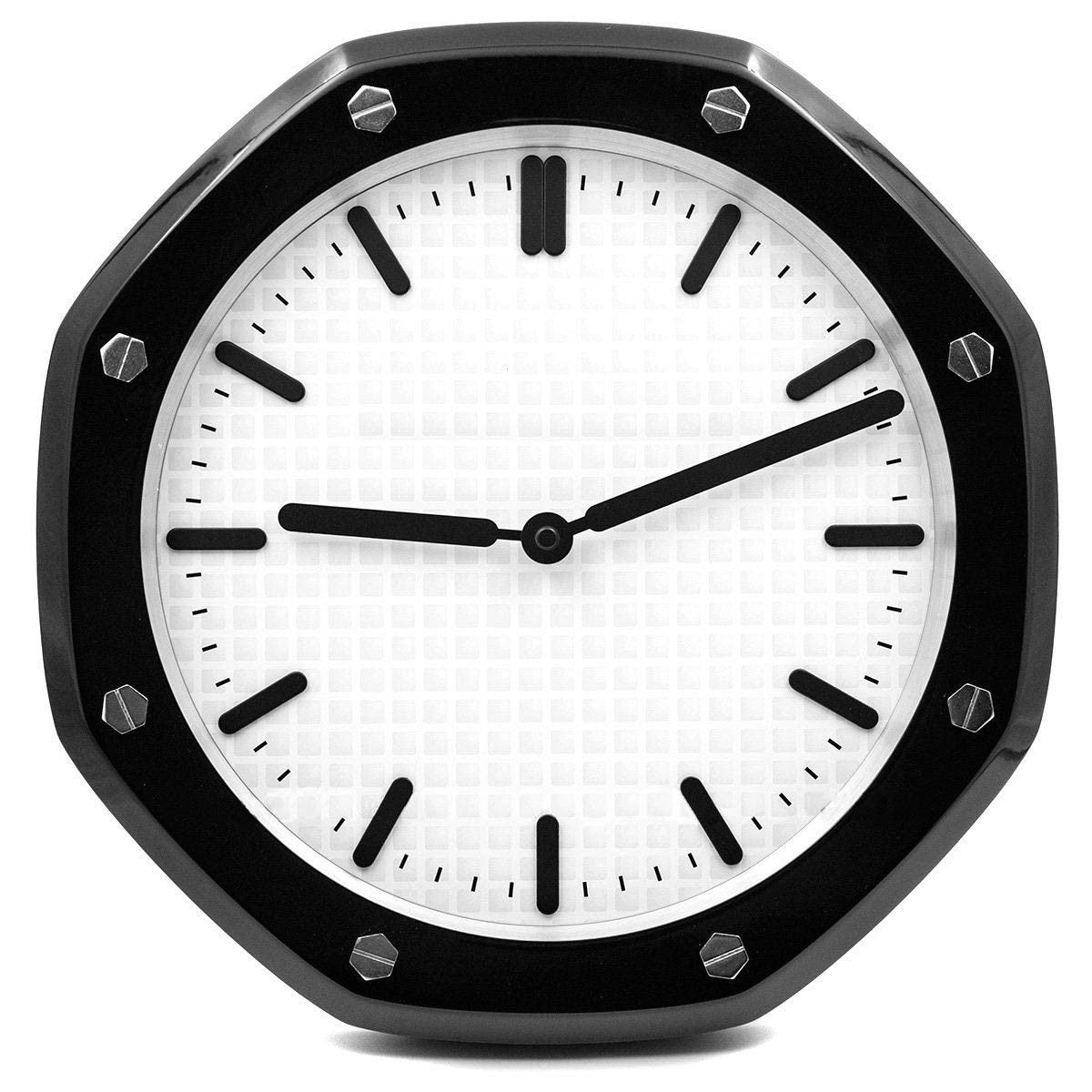 Royal Oak inspired wall clock with black bezel and white dial