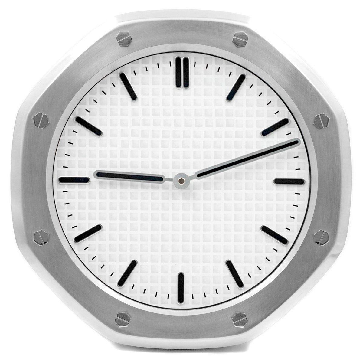 Royal Oak style wall clock steel and white octagonal bezel