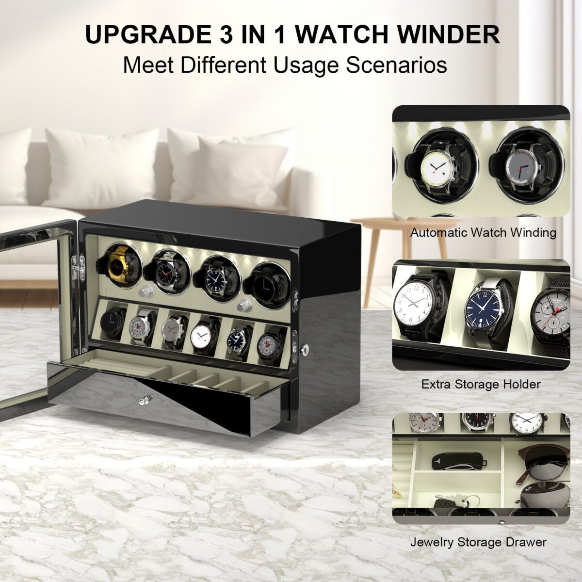 W-Winder Prestige | Carica Orologi per 4+6 Orologi – Mobiletto Premium