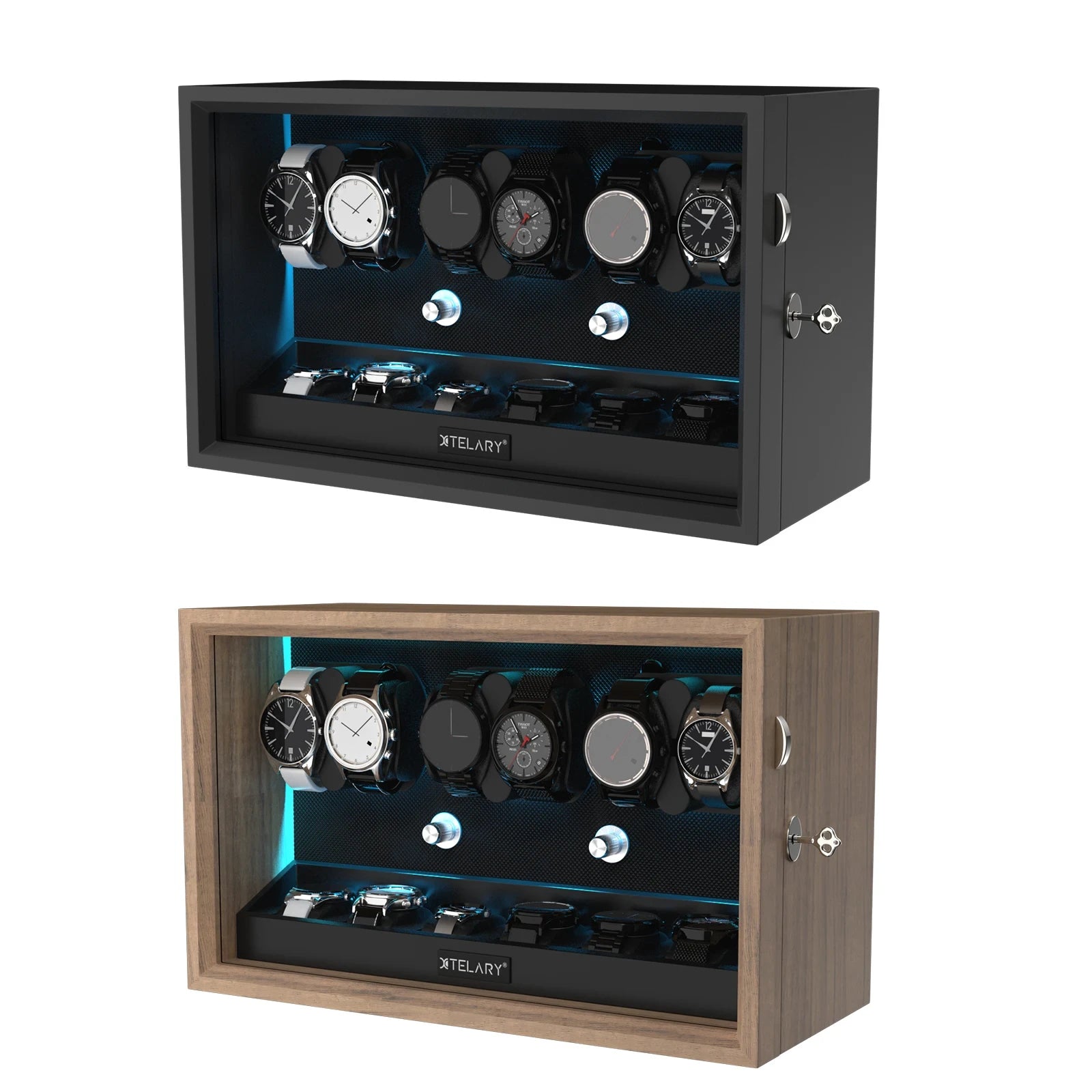 G-Winder Six Storage 6 Watch Automatic Watch Winder - Luxury Watch Storage by Wclocks - 6 watch winder, Black, Brown luxury design