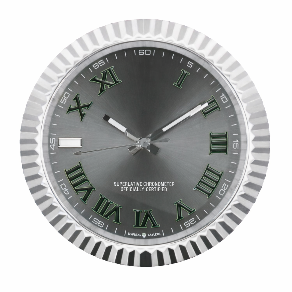 Slate & Green Steel | Luxury Wall Clock – Green & Grey Classic Style