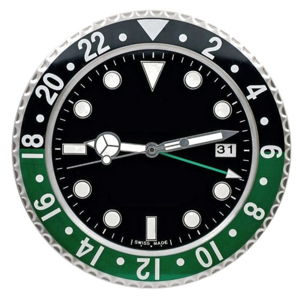GMT Green & Black | Luxury Wall Clock – Green & Black Bezel Style