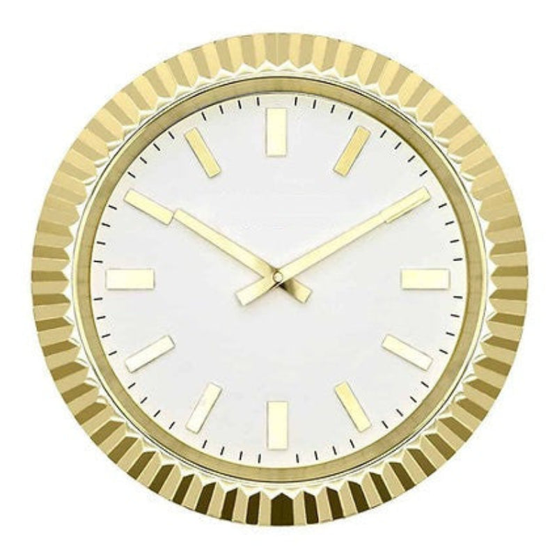 Classic Or Jaune | Horloge Murale de Luxe – Lunette Cannelée Dorée