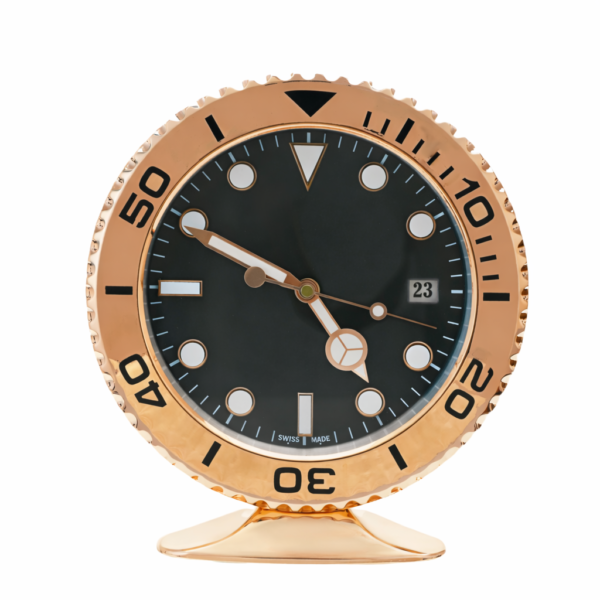 Diver Rose Gold Black Dial | Luxury Desk Clock – Two-Tone Style