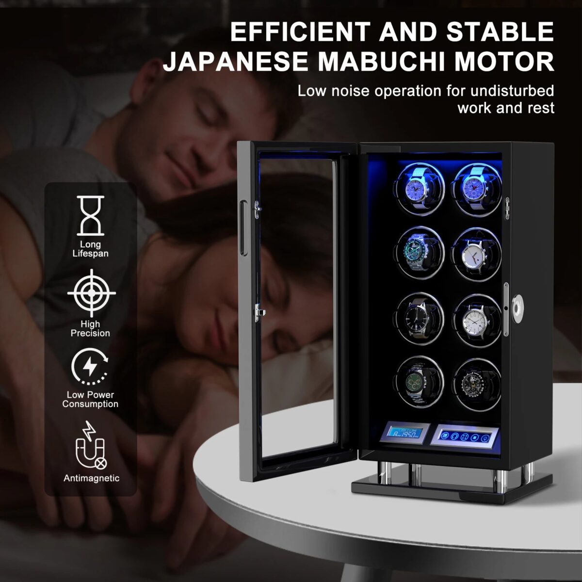 WFP Winder 8 | 8-Watch Automatic Winder – Wood & Leather