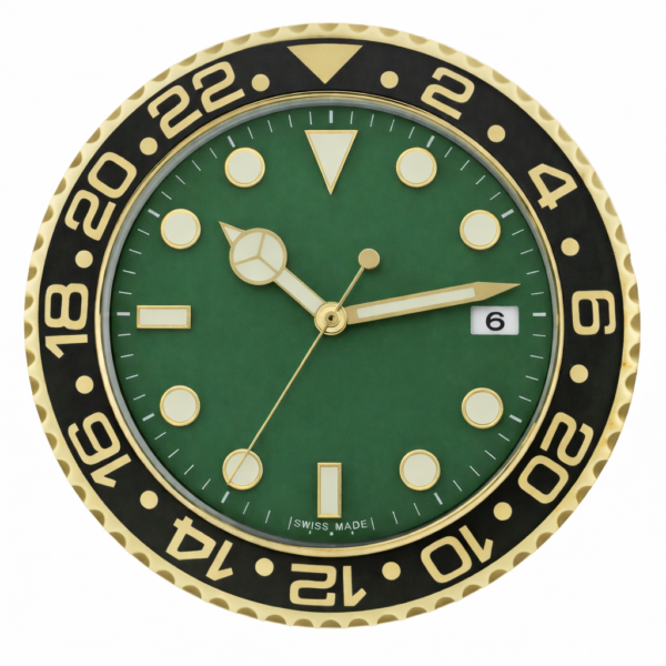 Wall clock Rolex GMT Green and Gold