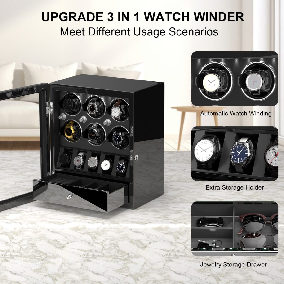W-Winder Prestige | 6+5 Watch Automatic Winder – Premium Cabinet