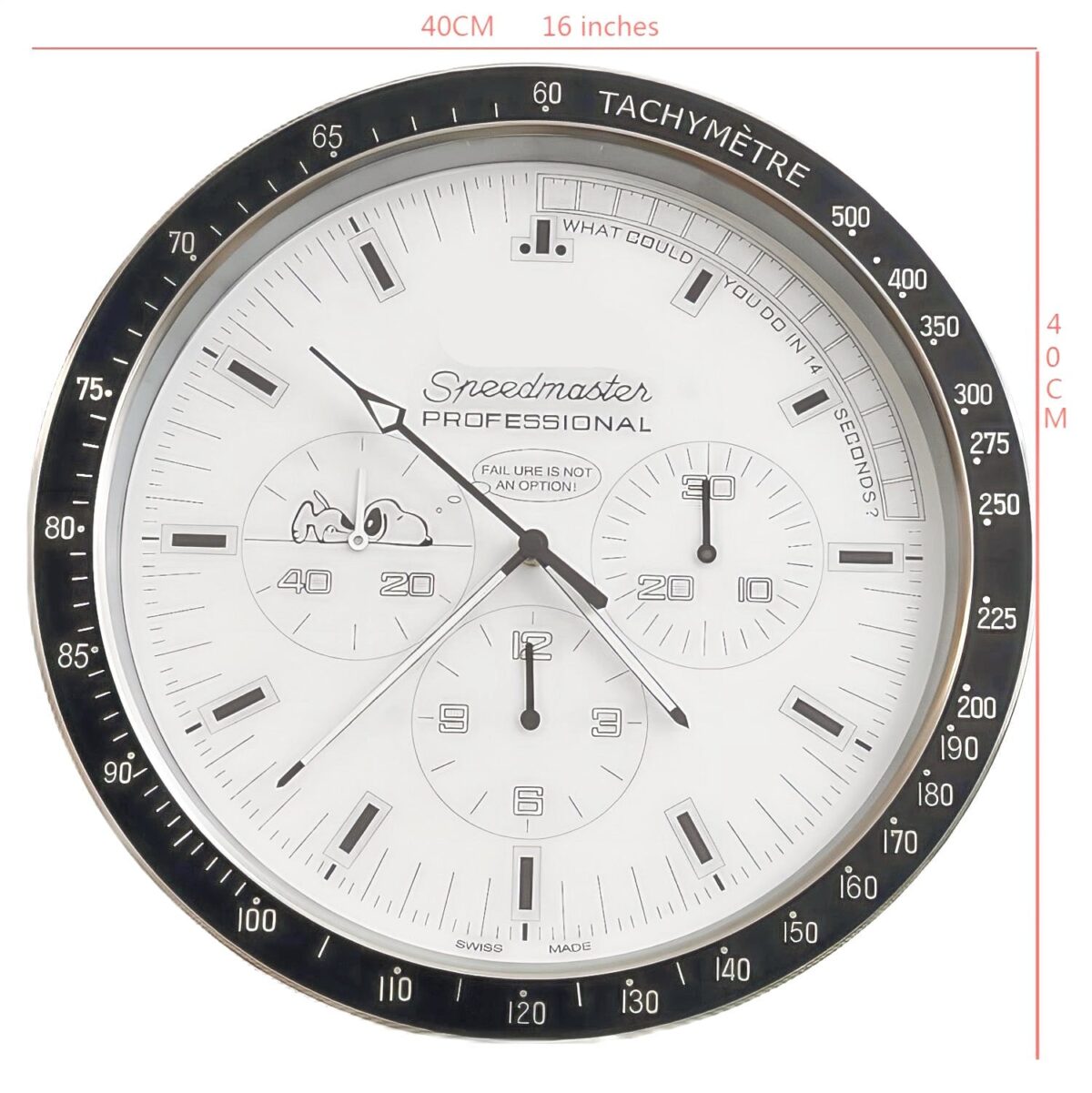 Moon Mission Black & White | Large Wall Clock – Racing Chrono Style