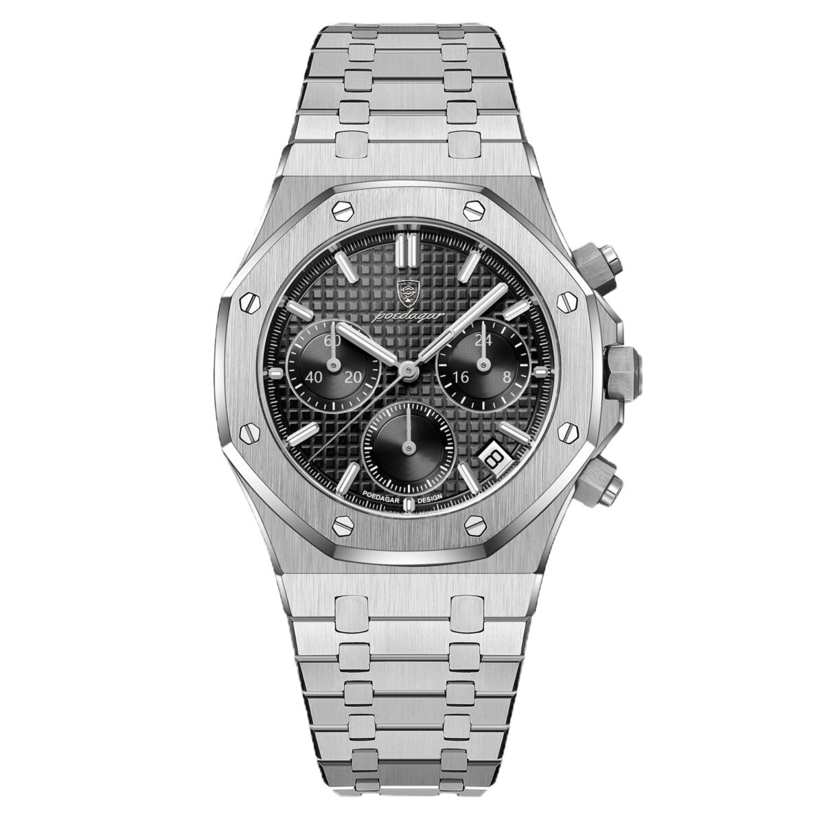 POEDAGAR Octagon Chrono | Chronograph Quartz Watch – 42mm