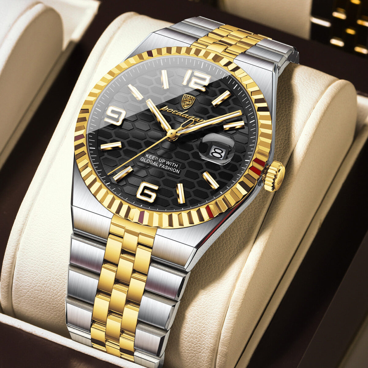 POEDAGAR Class Land Two-Tone | Luxury Quartz Watch – 41mm