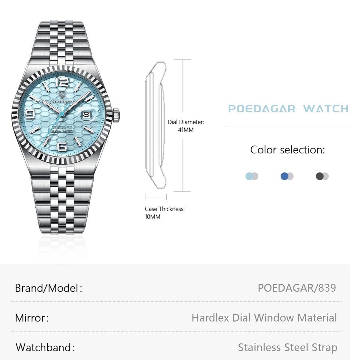POEDAGAR Class Land Full | Luxury Quartz Watch – 41mm