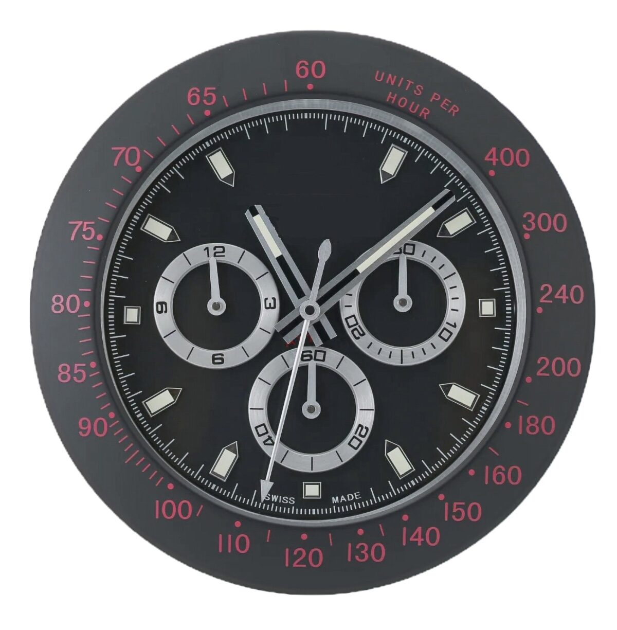 Chrono Black & Red | Luxury Wall Clock – Racing Chronograph Style