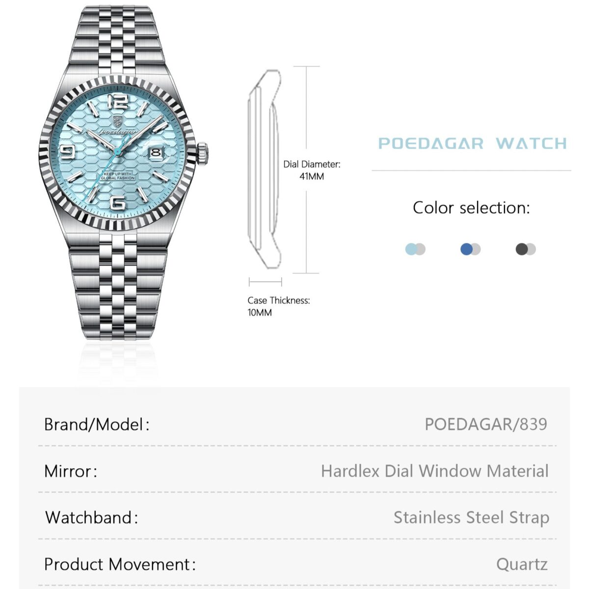POEDAGAR Class Land Two-Tone | Luxury Quartz Watch – 41mm