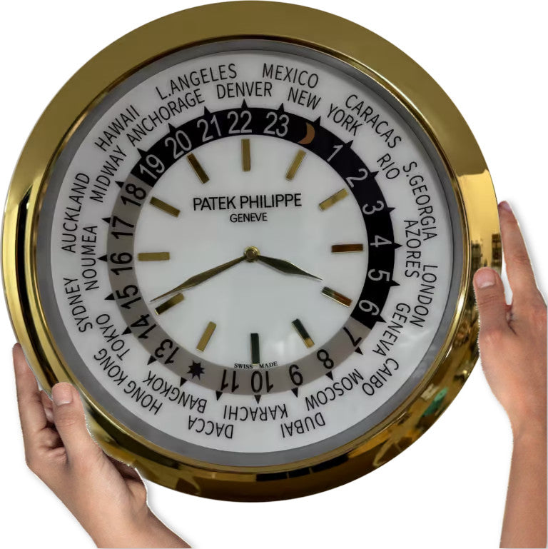 Patek WorldTimer Gold and White | Large Wall Clock