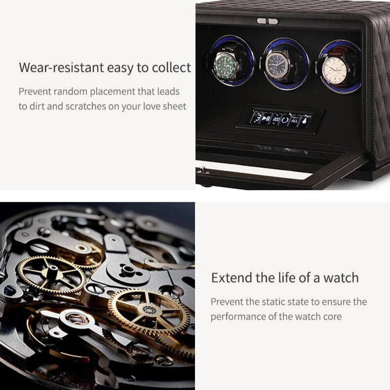 EleganceCraft Trio | 3-Watch Automatic Winder – Premium Wood