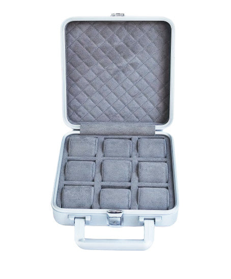 TimeGuard 9 aluminum watch suitcase with nine watch slots