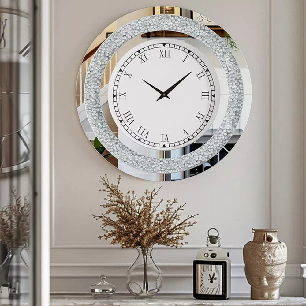 LUVODI Luxury Diamond | Large Wall Clock – Crystal Bezel Statement