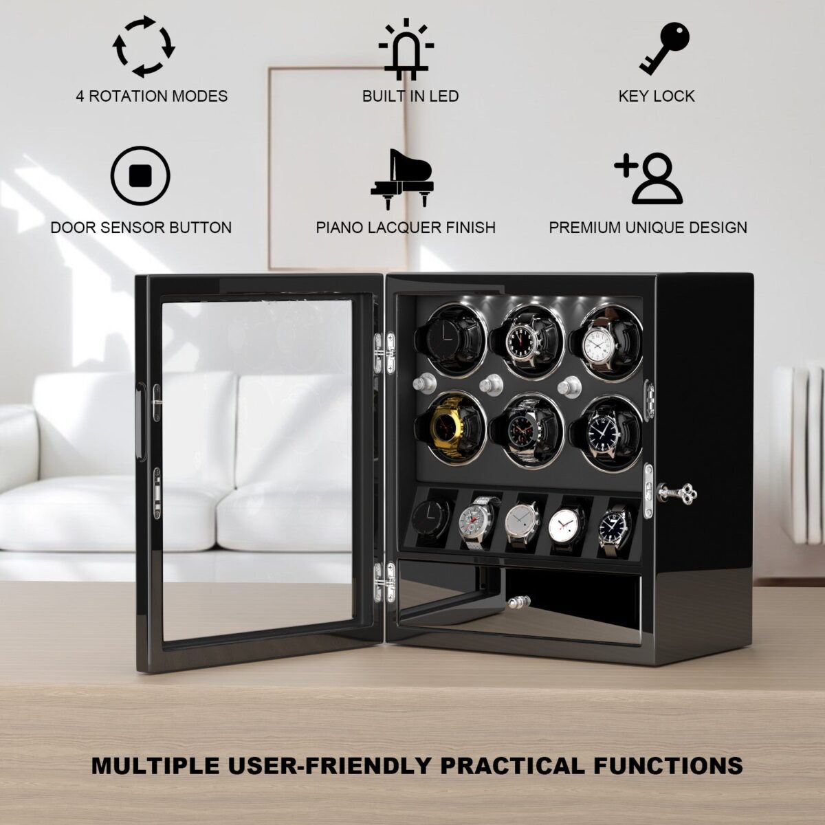 W-Winder Prestige | 6+5 Watch Automatic Winder – Premium Cabinet
