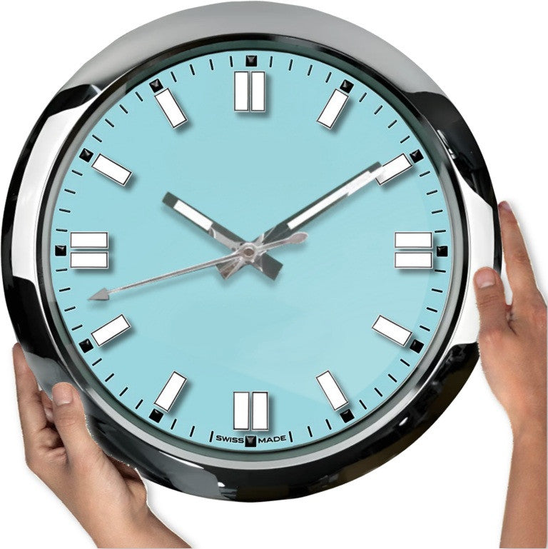 Perpetual Turquoise | Luxury Wall Clock – Turquoise Blue Dial