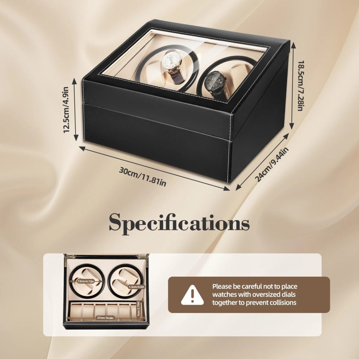 ChronoWhirl 4+6 Deluxe | 4-Watch Automatic Winder – Safe Storage