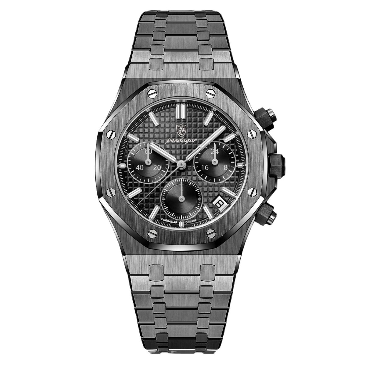 POEDAGAR Octagon Chrono | Chronograph Quartz Watch – 42mm
