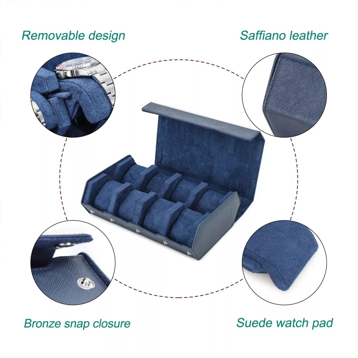 LuxOcta Saffiano 8 | Uhrenbox für 8 Uhren – Saffiano-Leder