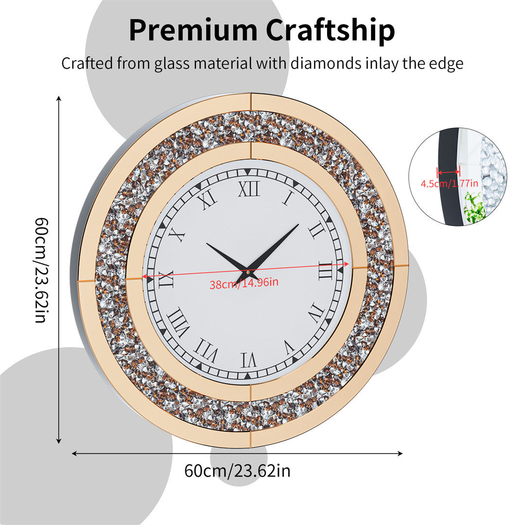 LUVODI Luxury Diamond | Large Wall Clock – Crystal Bezel Statement