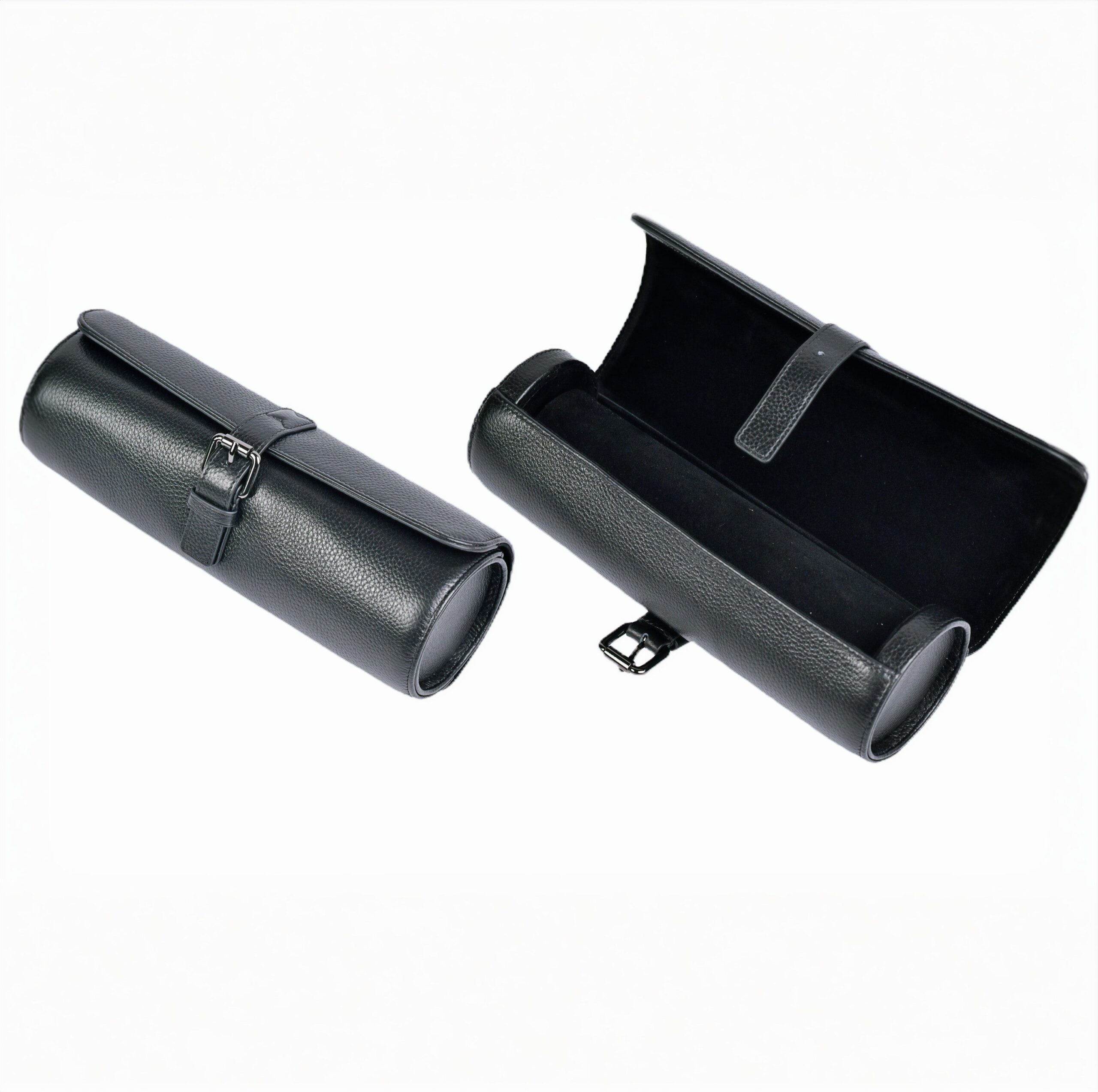 Voyage Roll Trio three-watch leather roll travel case