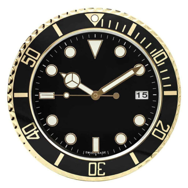 Diver Black & Gold | Luxury Wall Clock – Yellow Gold Style