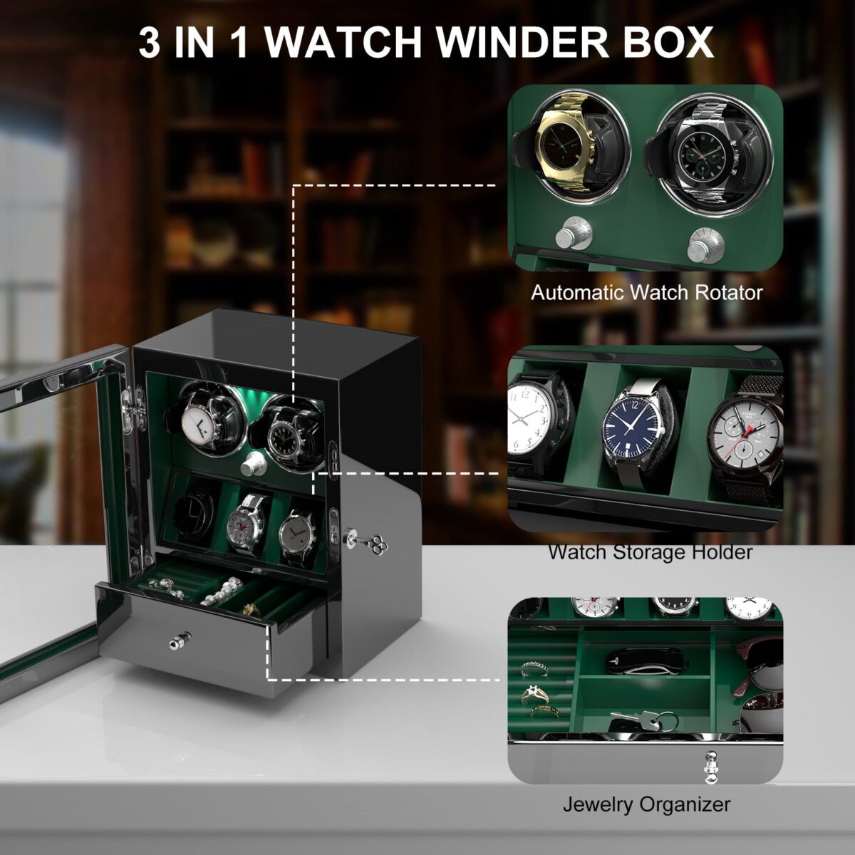 W-Winder Prestige Duo | 2-Watch Automatic Winder – Premium Display