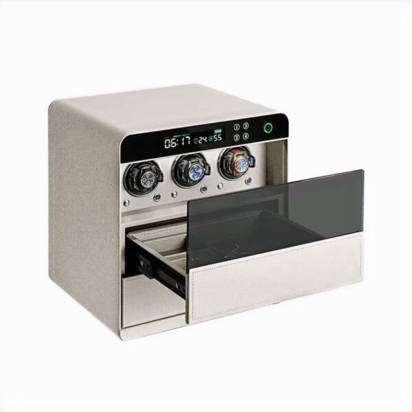 CrownSafe 3 Automatic Watch Winder - Luxury Watch Storage by Wclocks - automatic watch winder, White, Grey luxury design