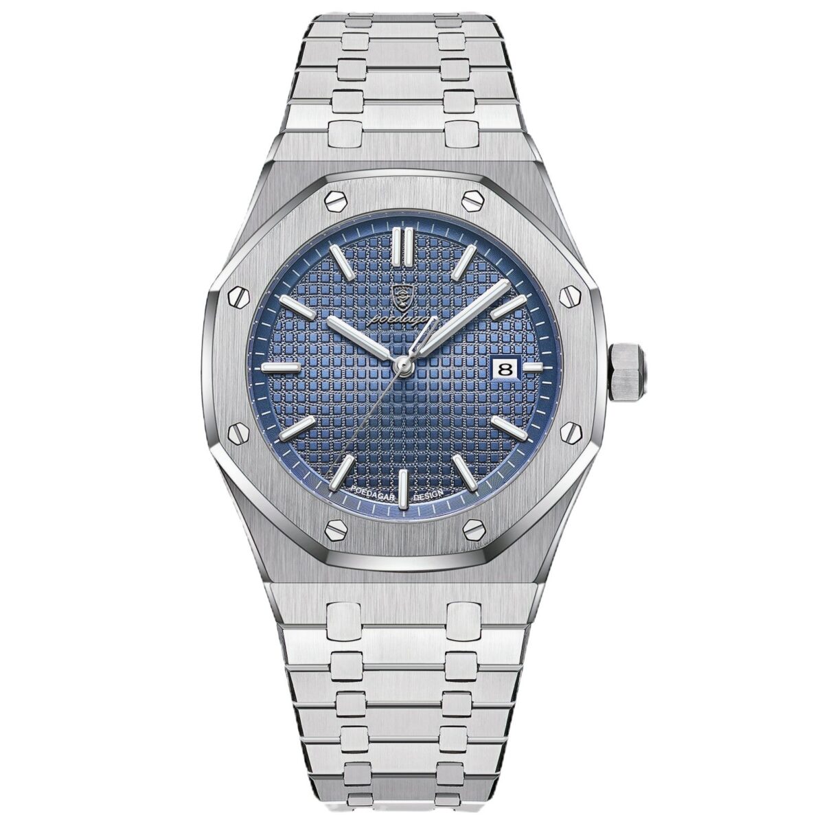 POEDAGAR Royal Octagon Steel | Luxury Quartz Watch – 42mm