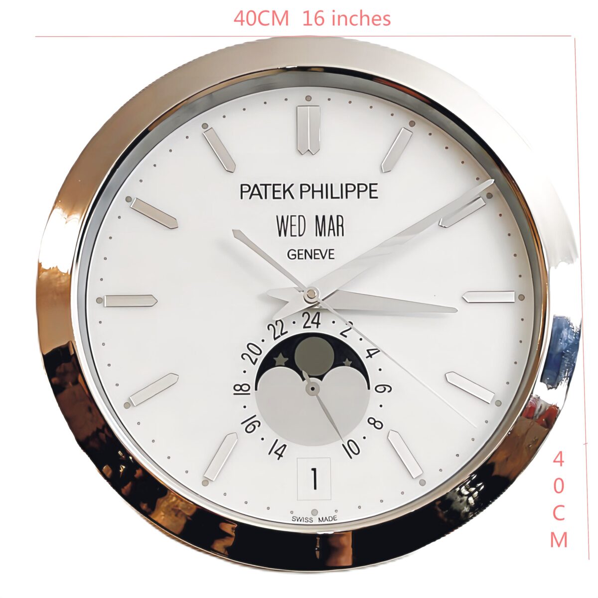 Moon Phases | Large Luxury Wall Clock – Perpetual Calendar Style