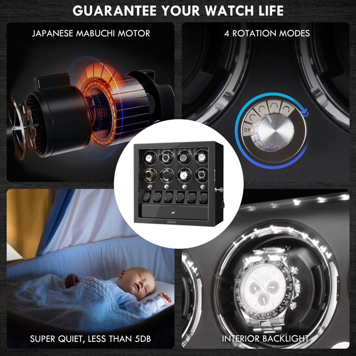 W-Winder Prestige | 8+6 Watch Automatic Winder – Premium Cabinet
