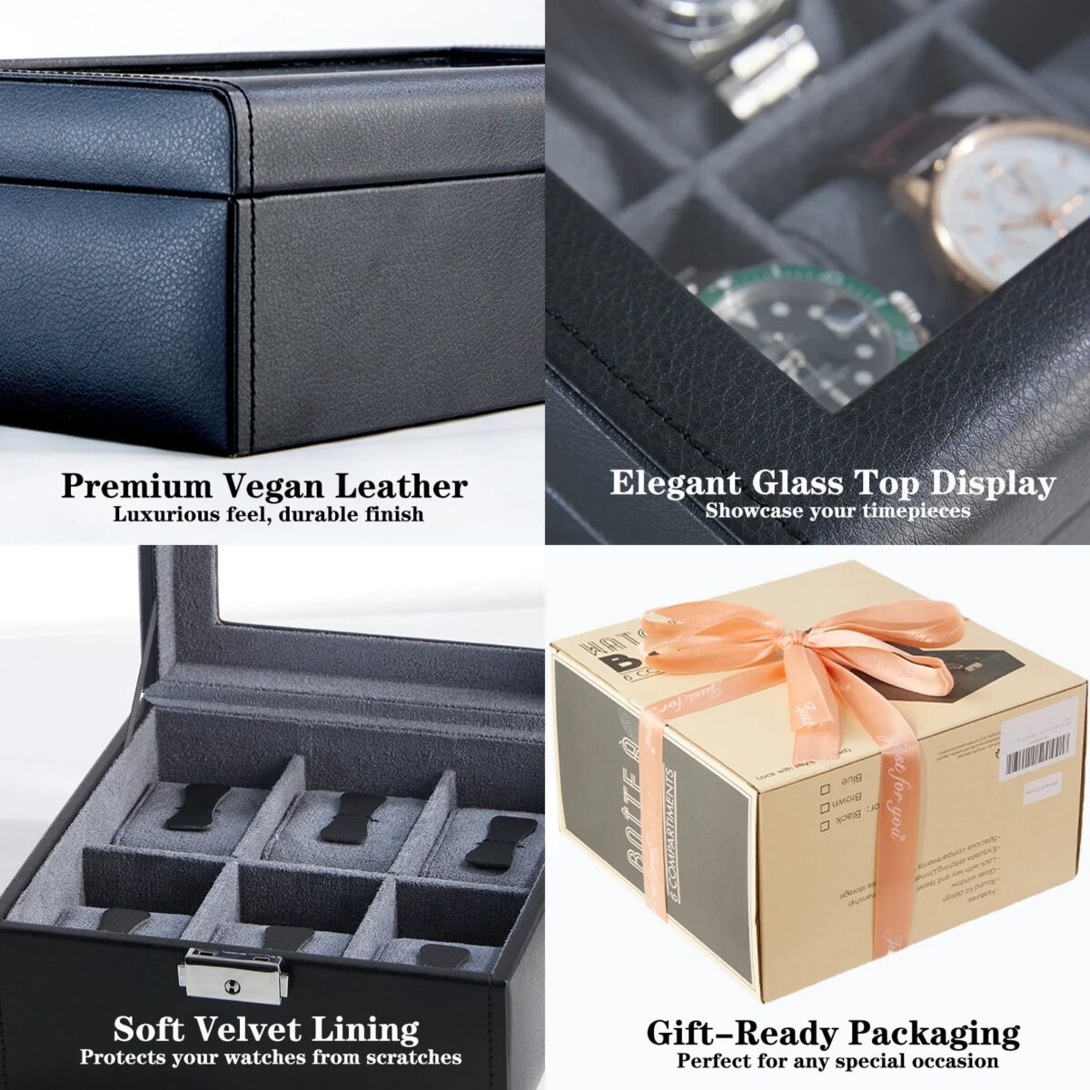 CrownView | 6-Slot Watch Box – Display Glass Lid