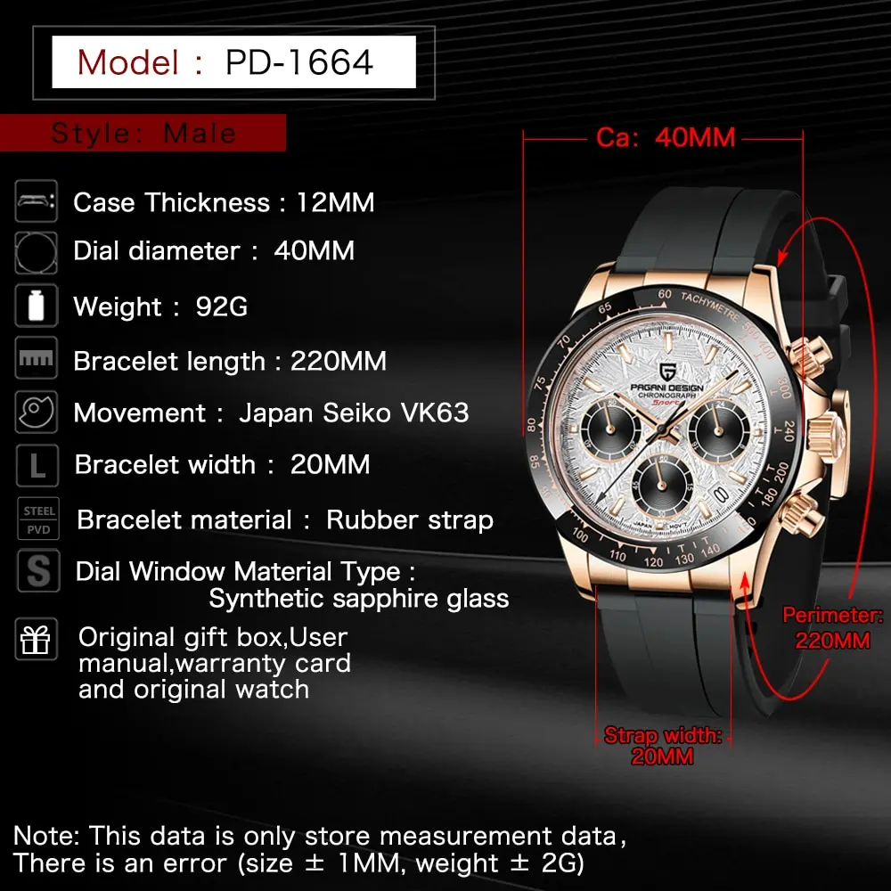 PAGANI Chrono Rubber | Chronograph Watch - 40mm