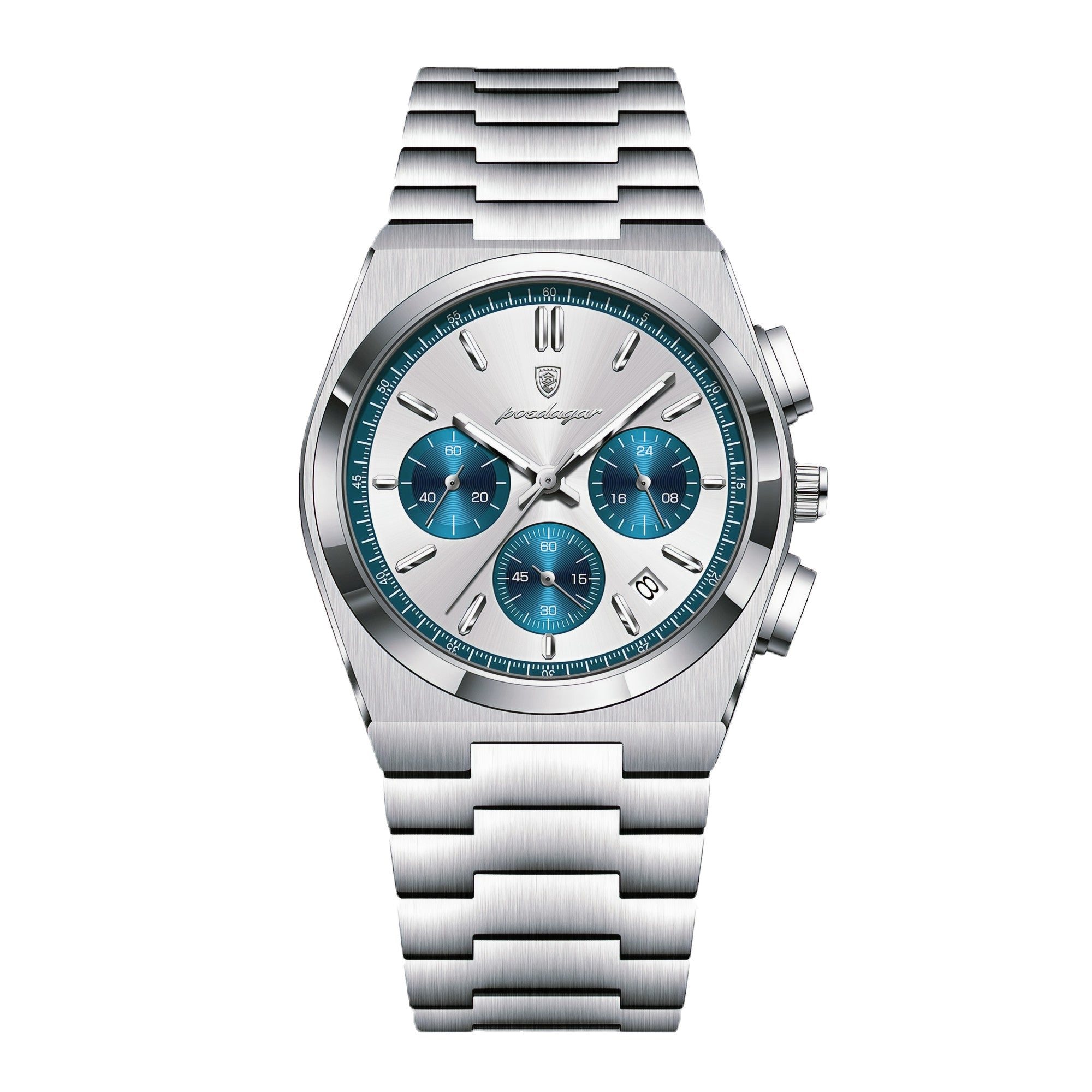 Integra Chrono 970 quartz chronograph watch 40mm with integrated steel bracelet