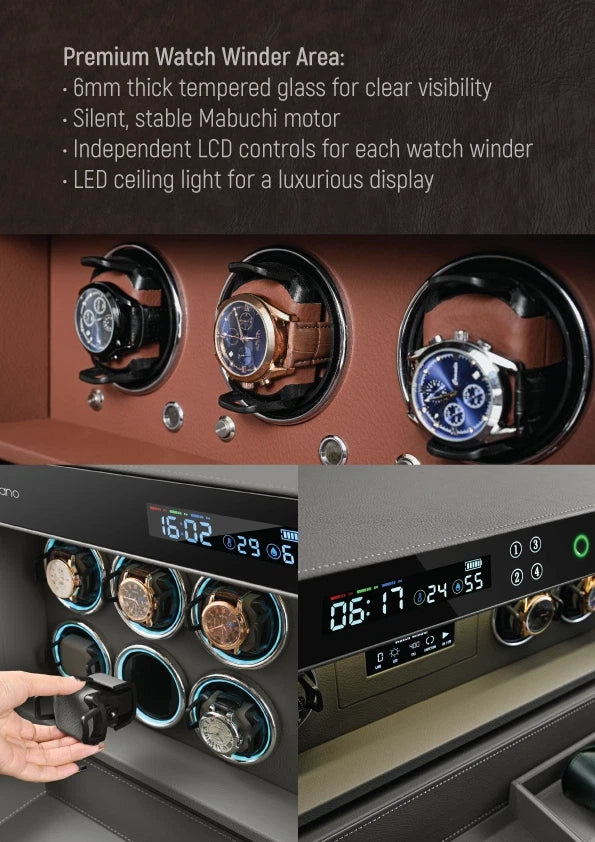 CrownSafe 6 | 6-Watch Automatic Winder – Safe Enclosure