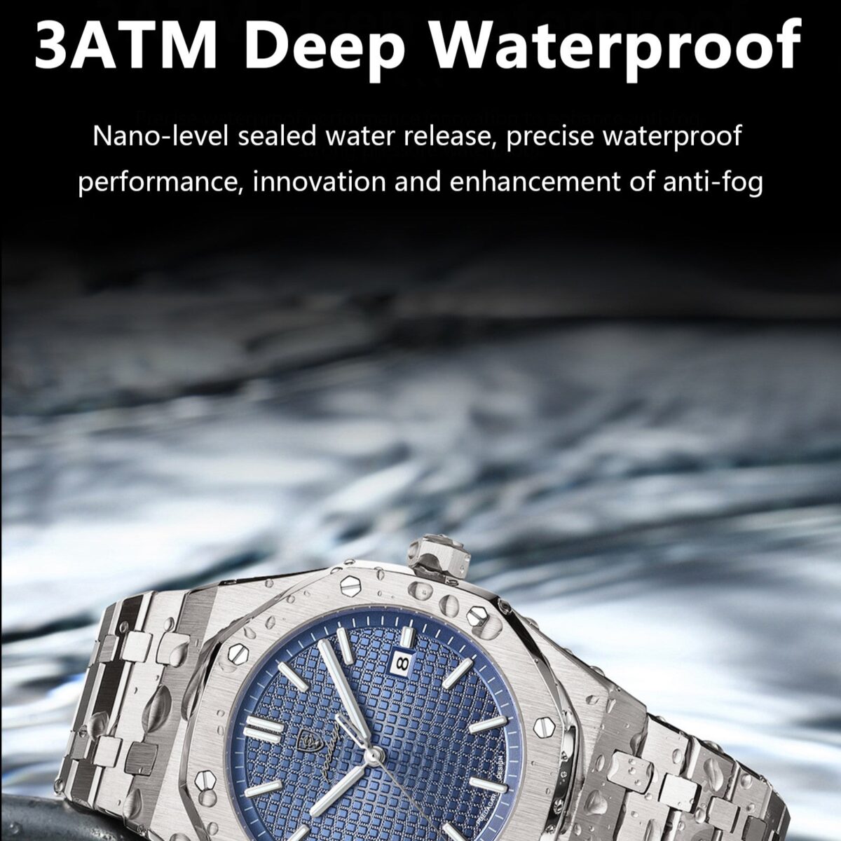 POEDAGAR Royal Octagon Steel | Luxury Quartz Watch – 42mm