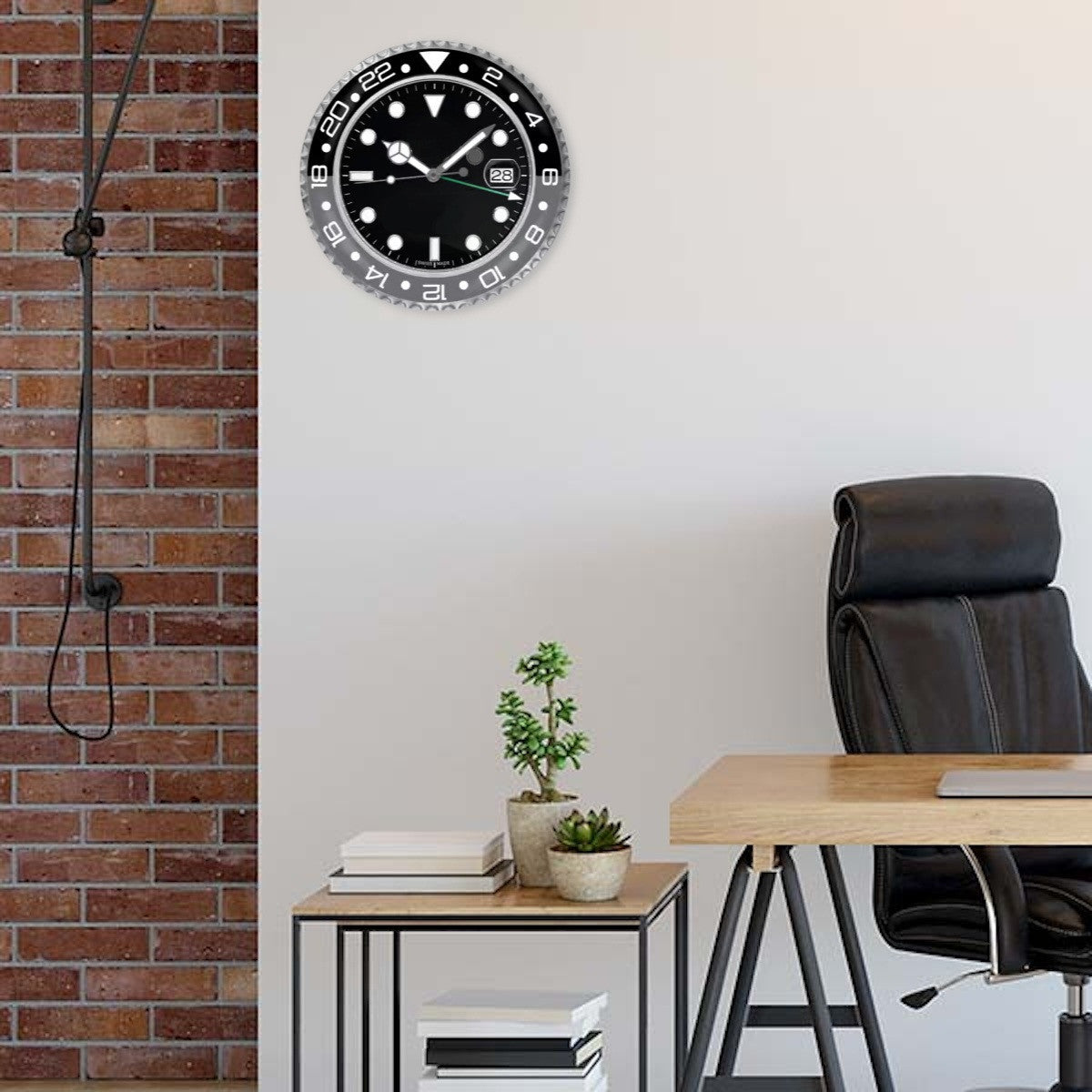 GMT Black & Grey | Luxury Wall Clock – Black & Grey GMT Style