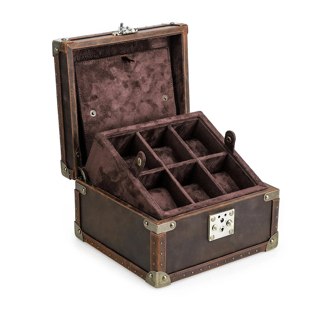 Gentleman's Legacy 6-slot premium leather watch box
