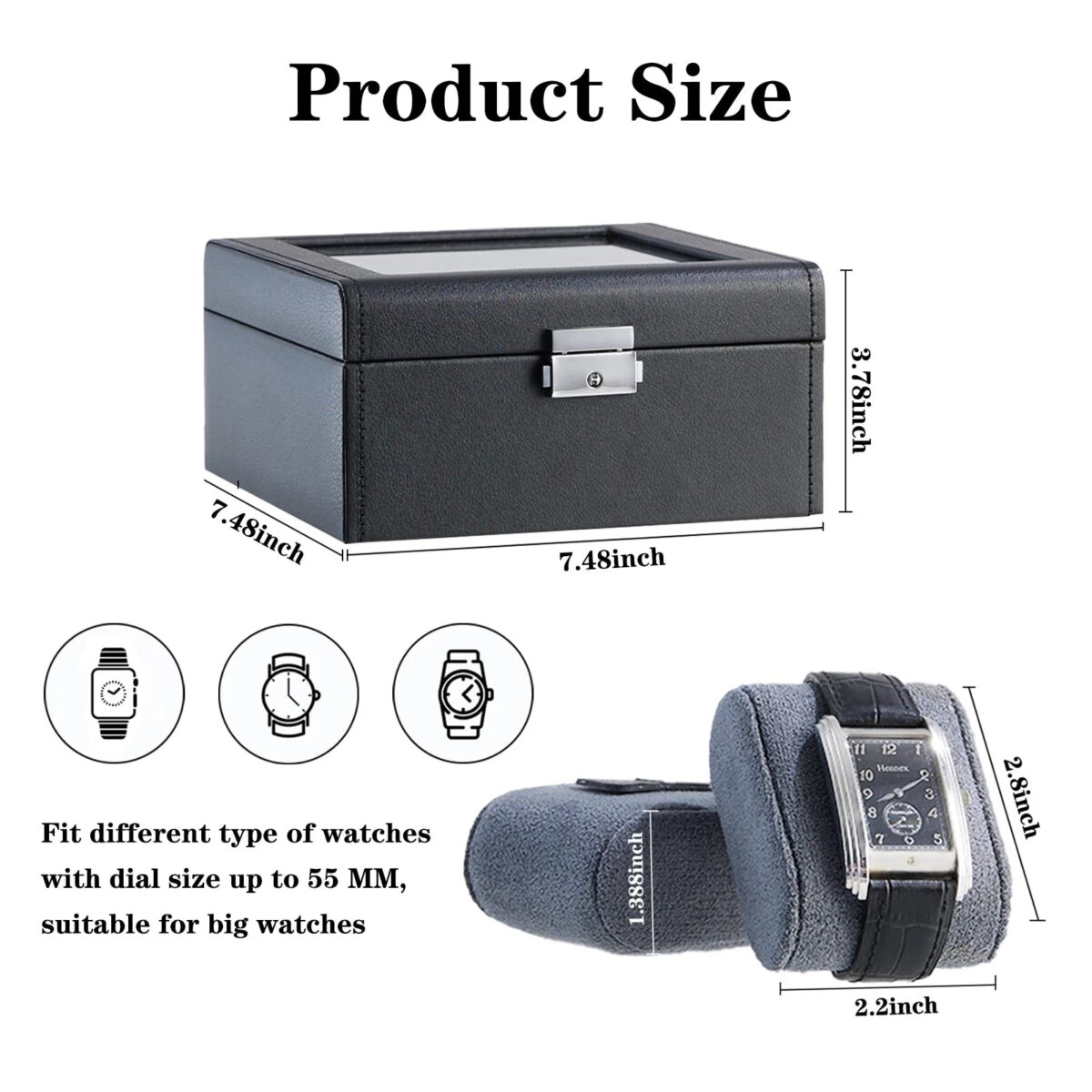 CrownView | 6-Slot Watch Box – Display Glass Lid