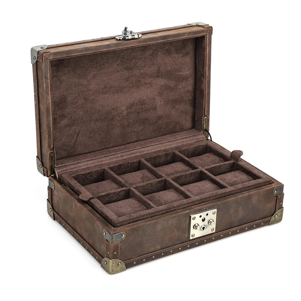 Gentleman's Legacy premium leather watch box with eight storage slots