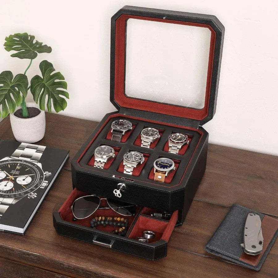 W-Riviera Valet | 6-Slot Watch Box – Premium Valet Style