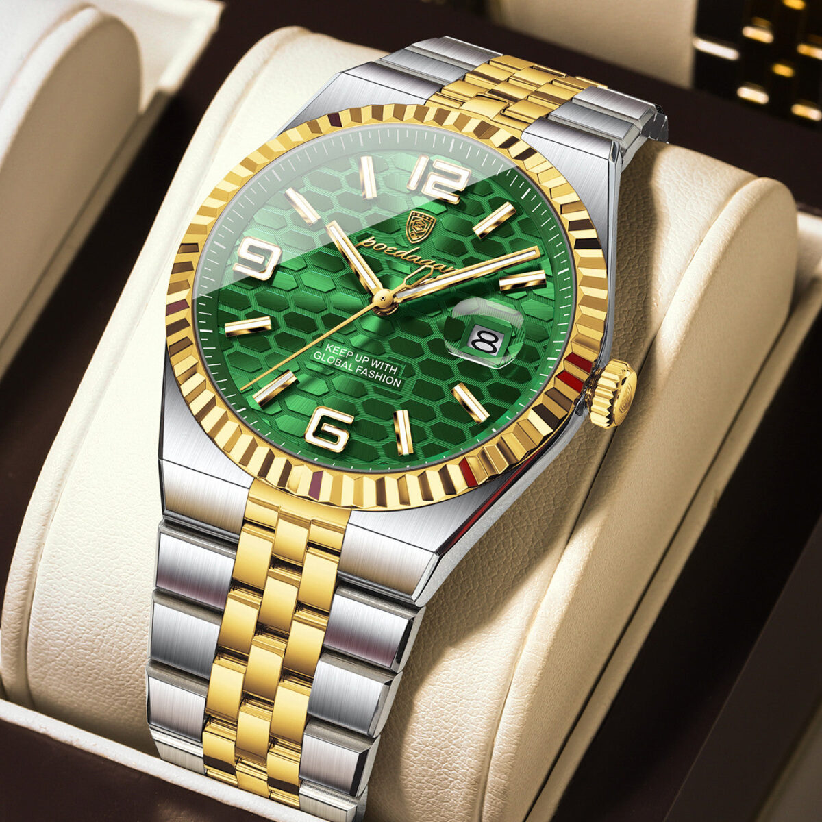 POEDAGAR Class Land Two-Tone | Luxury Quartz Watch – 41mm