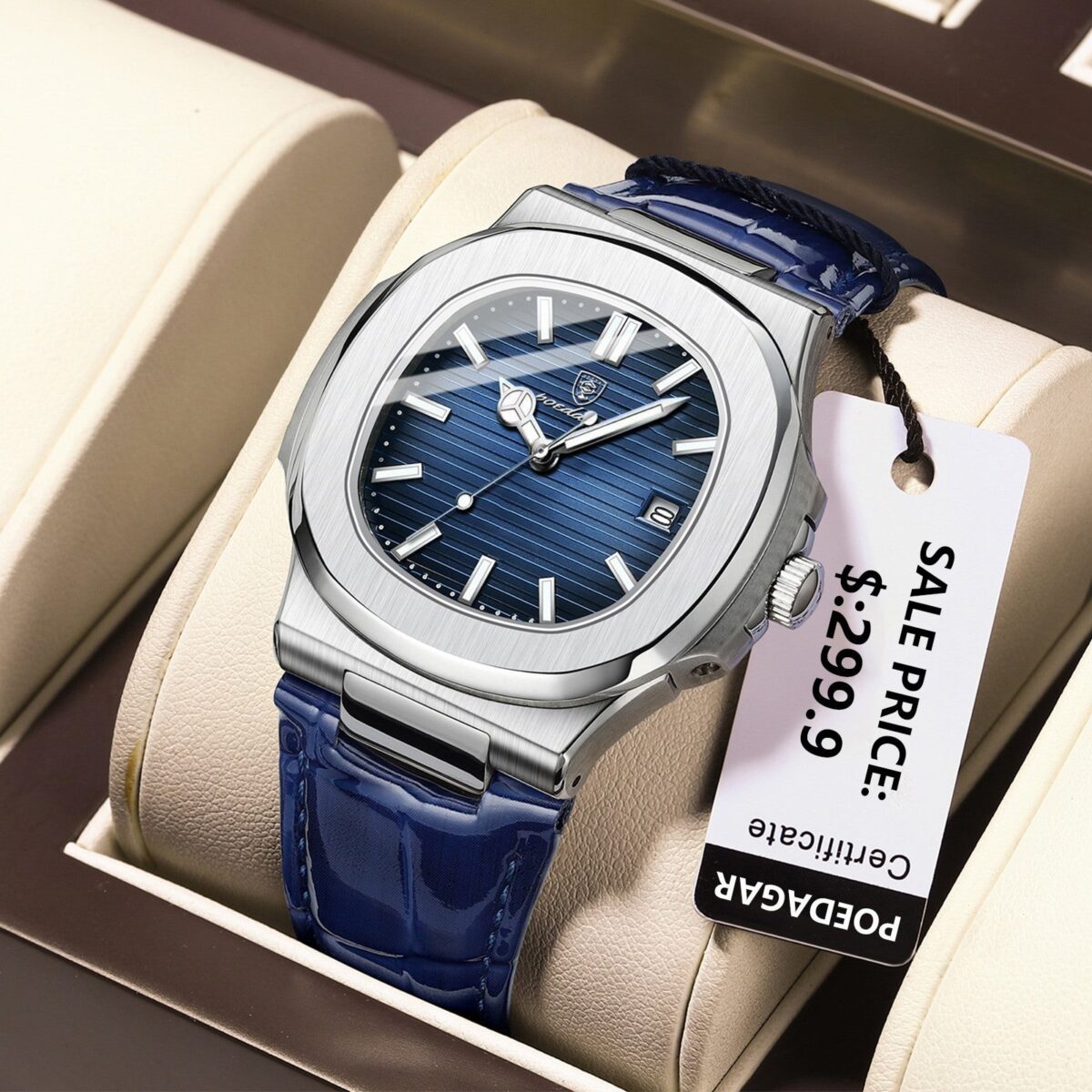 POEDAGAR Nautic Leather | Quartz Sport Watch – 40mm