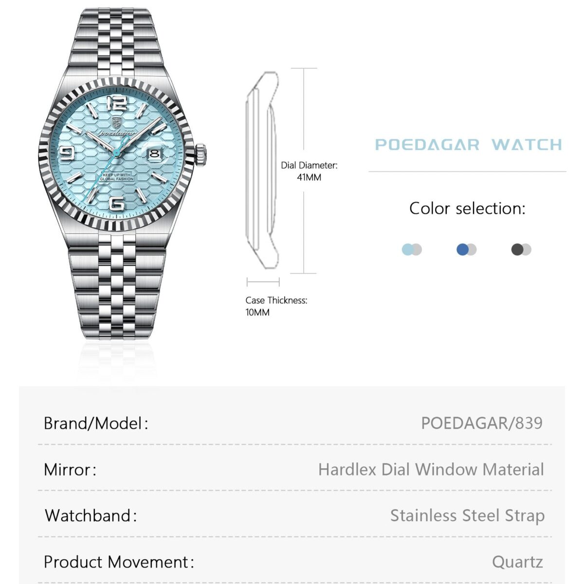 POEDAGAR Class Land | Luxury Quartz Watch – 41mm