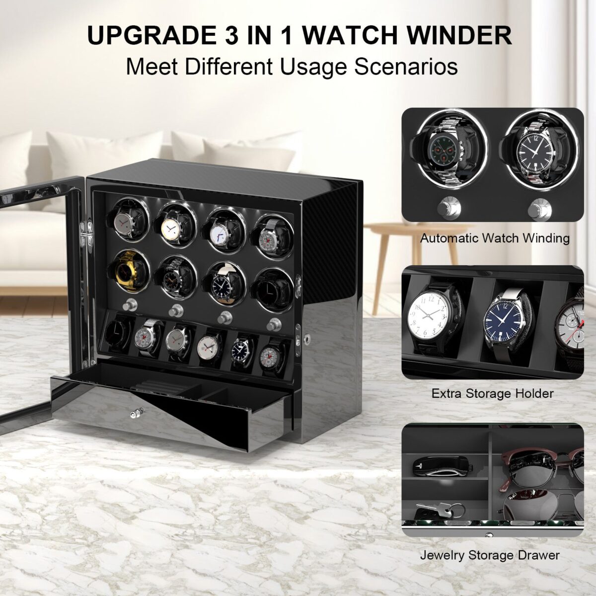 W-Winder Prestige | 8+6 Watch Automatic Winder – Premium Cabinet